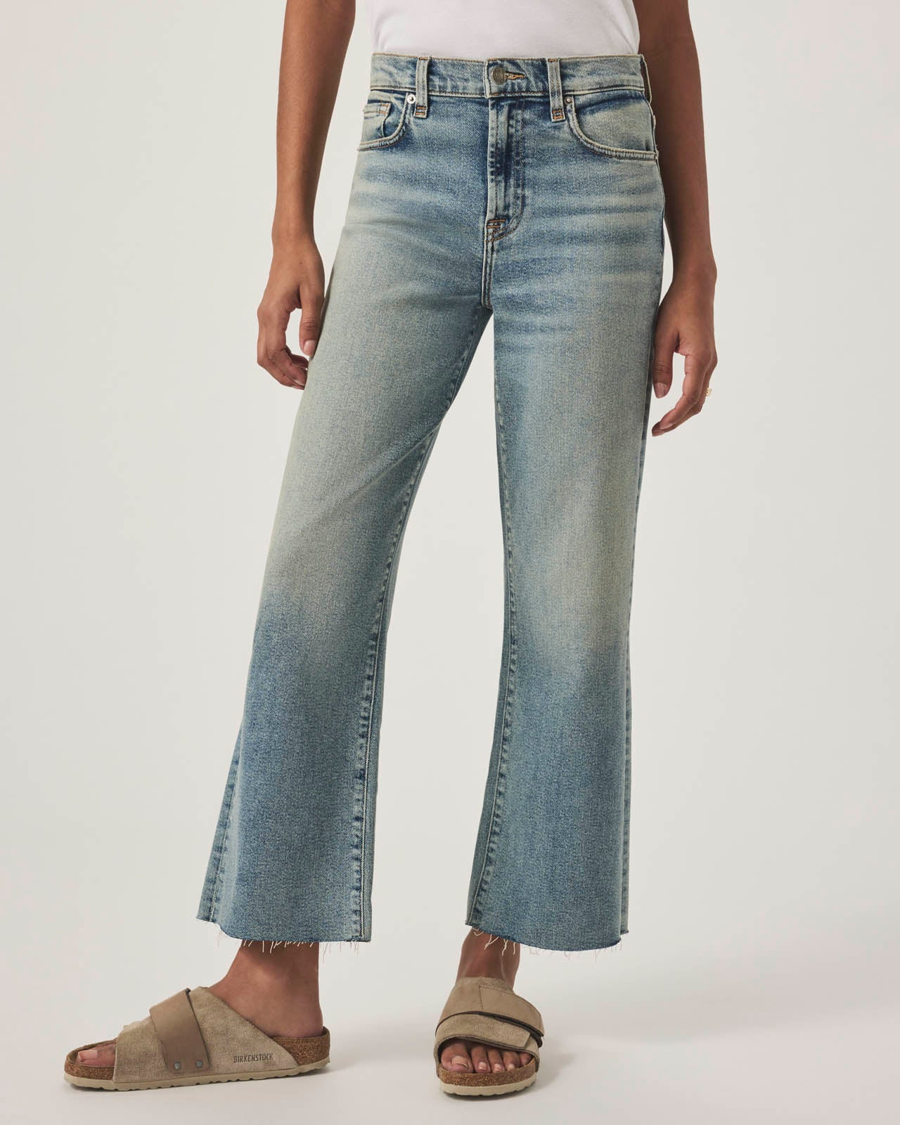 Splendid - Light Wash Cropped Wide Leg Raw Hem Jean - Azure | Splendid