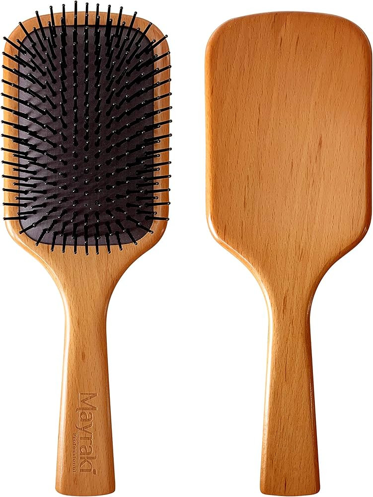 Mayraki Hair Brush | Wooden Detangling Hair Brush for Women | Bamboo Paddle Hair Brushes for Wome... | Amazon (US)
