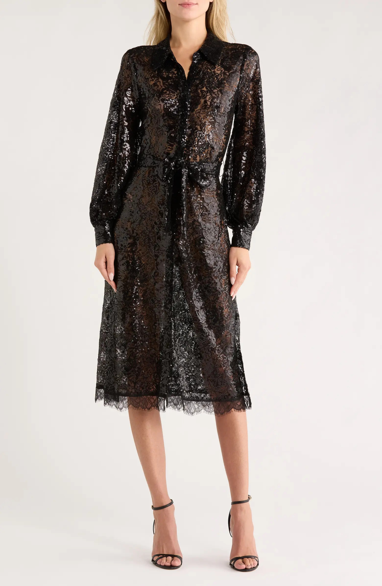 L'AGENCE Frida Long Sleeve Sequin Lace Dress | Nordstromrack | Nordstrom Rack