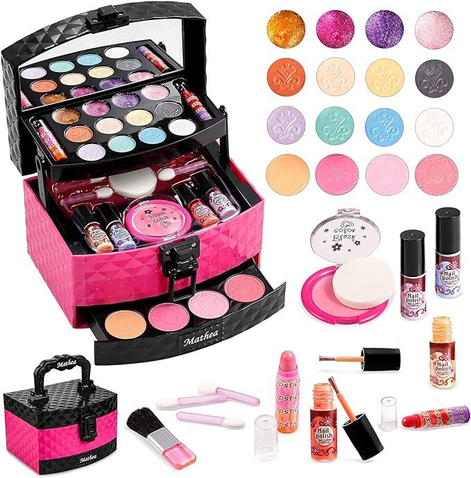 Mathea Real Makeup Girl Toys, Washable, Kids Makeup Kit for Girls, Makeup Set Cosmetic Beauty Set... | Amazon (US)