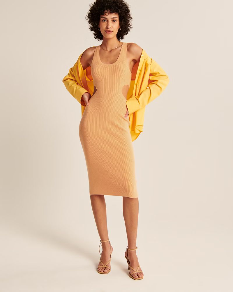 Elevated Knit Side Cutout Midi Dress | Abercrombie & Fitch (US)