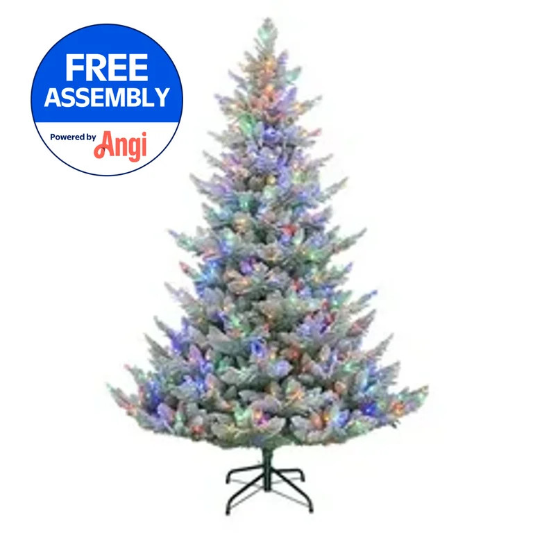 7.5' Pre-Lit Green Flocked Arctic Fir Artificial Christmas Tree with 650 Color-Changing LED Light... | Walmart (US)