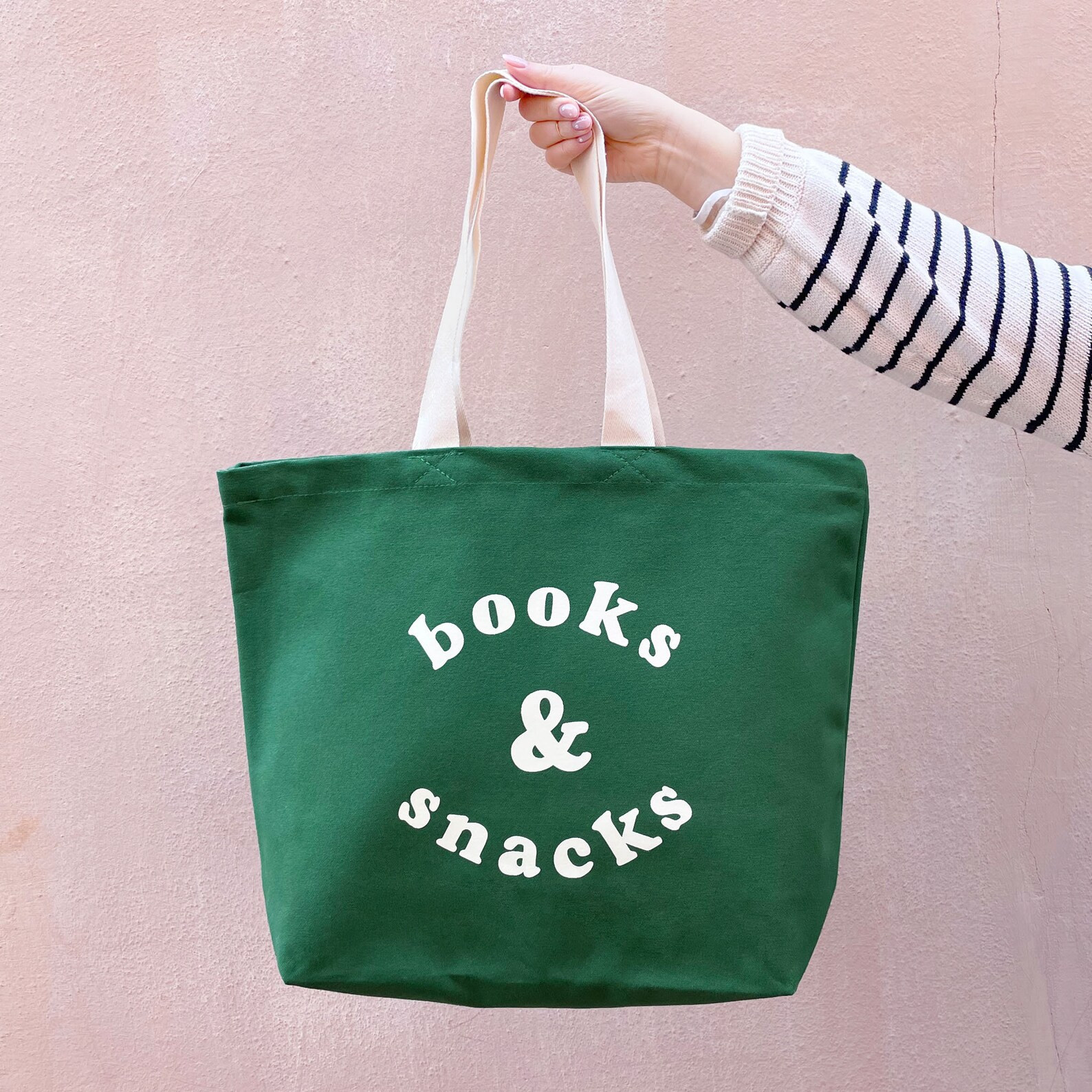 Books & Snacks Canvas Bag - Canvas Tote - Big Canvas Tote Bag - Canvas Bag - Canvas Shopper Bag -... | Etsy (US)