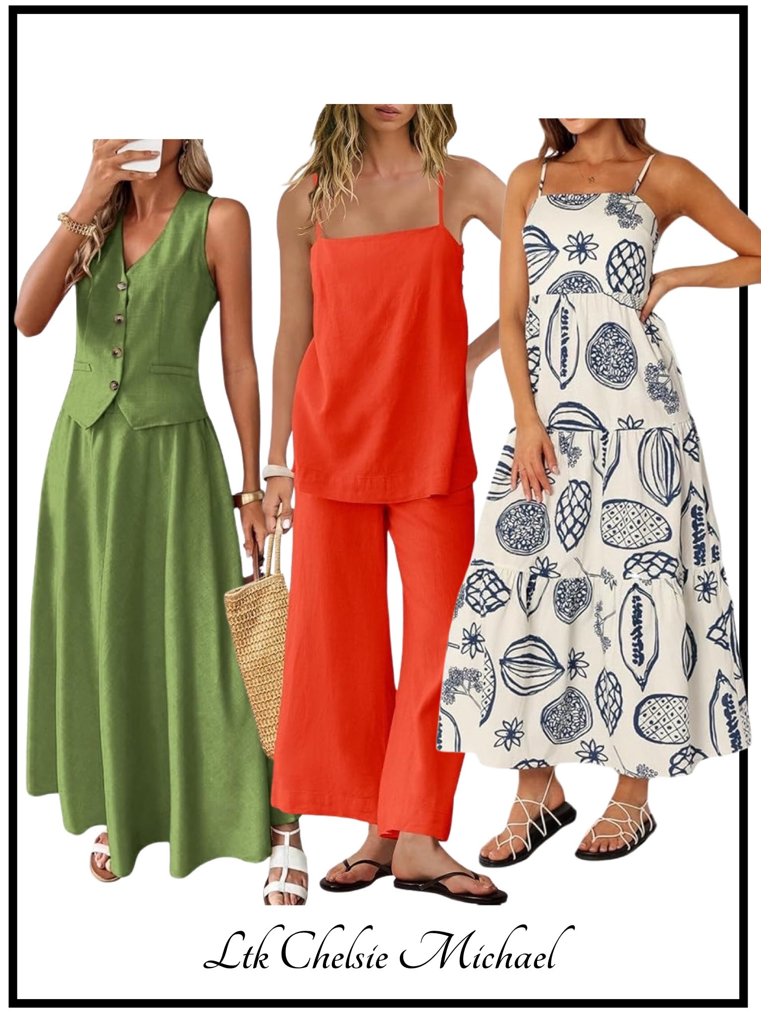 Great sets and maxi dress for summer!! #set #matchingset #linenset #summer #maxidress #amazon 