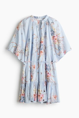 H & M - Tie-Belt Shirt Dress - Light Blue/Floral | H&M (US + CA)