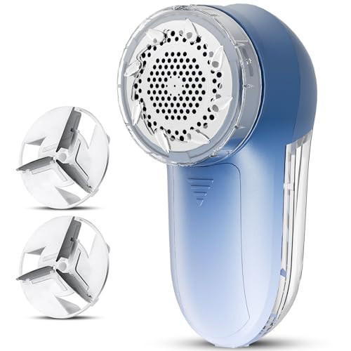Fabric Shaver & Lint Remover, Electric Fuzz Remover, AC Adapter or Battery Operated Sweater Shaver, 3 Shaver Heights - Removes Clothes Fuzz, Lint Balls, Pills, Bobbles (Gradient Blue) | Amazon (US)