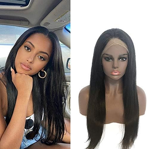 Fanshow Hair Pre Plucked 360 Lace Wig Straight Brazilian Virgin Hair 360 Lace Frontal Wig with Ba... | Amazon (US)