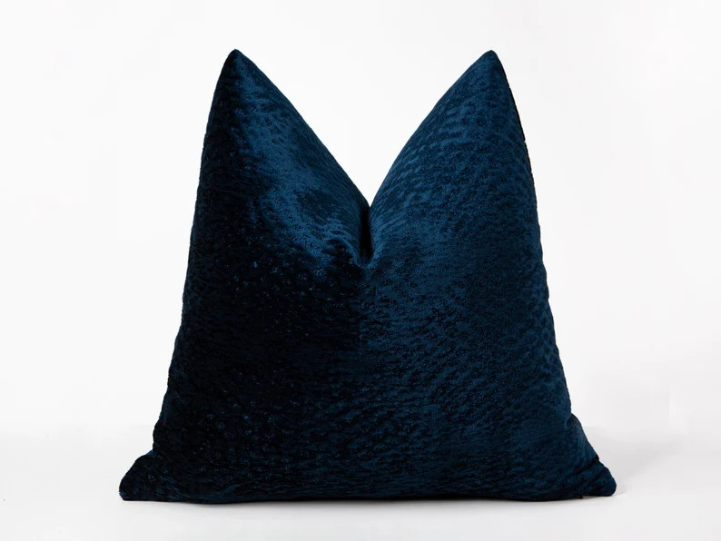 Deep Navy Velvet Pillow Cover: Luxury Woven Throw Cushion - Etsy | Etsy (US)