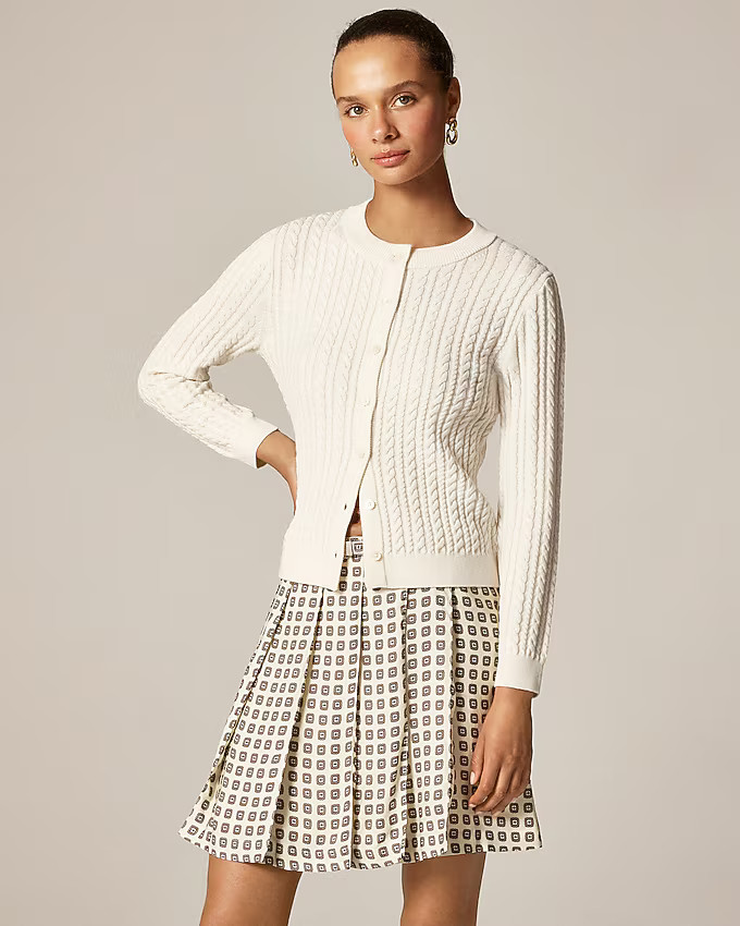 Cable-knit crewneck cardigan in merino wool | J. Crew US