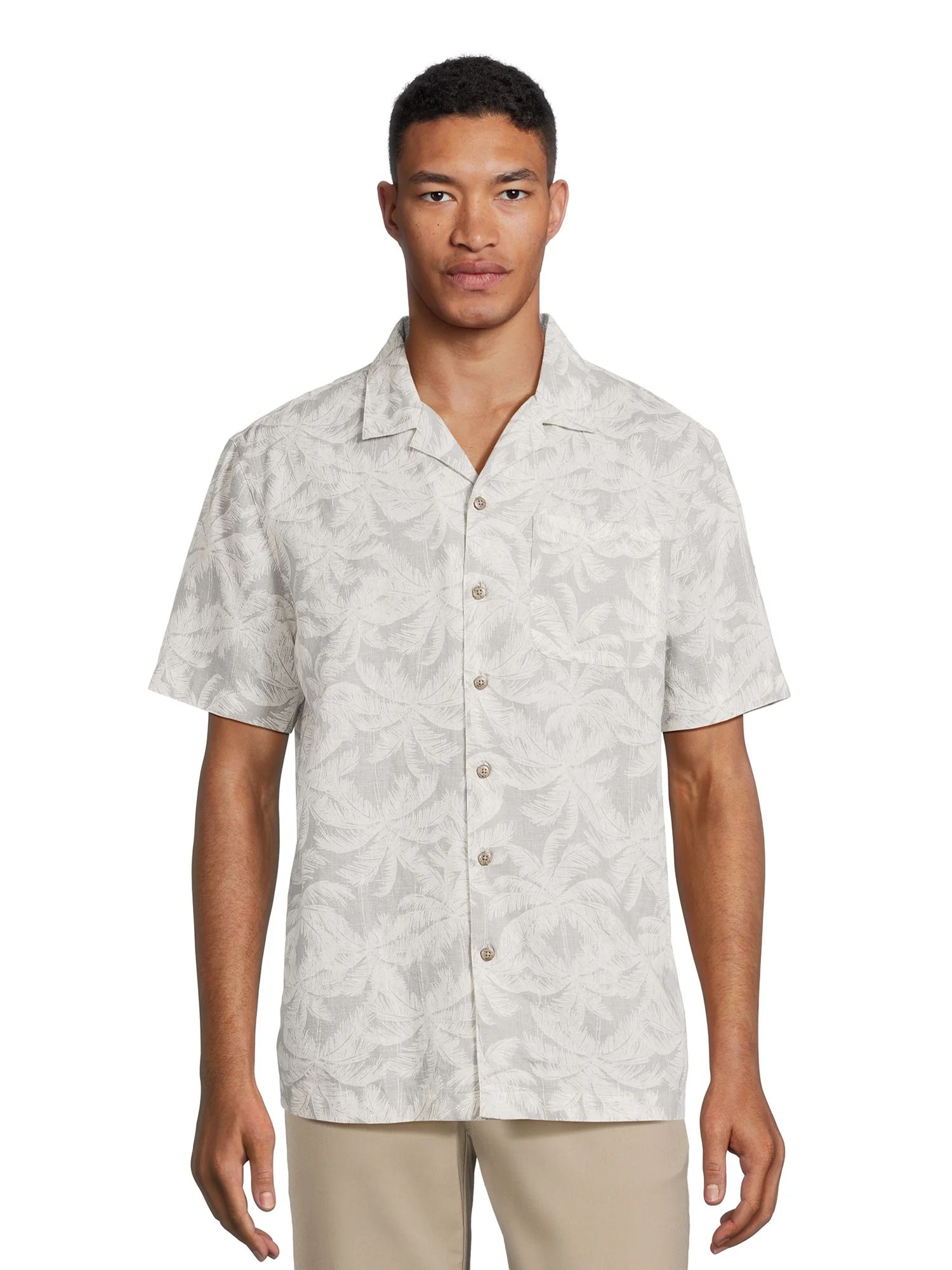 George Men's & Big Men's Short Sleeve Linen Blend Camp Shirt, Sizes S-3XL - Walmart.com | Walmart (US)