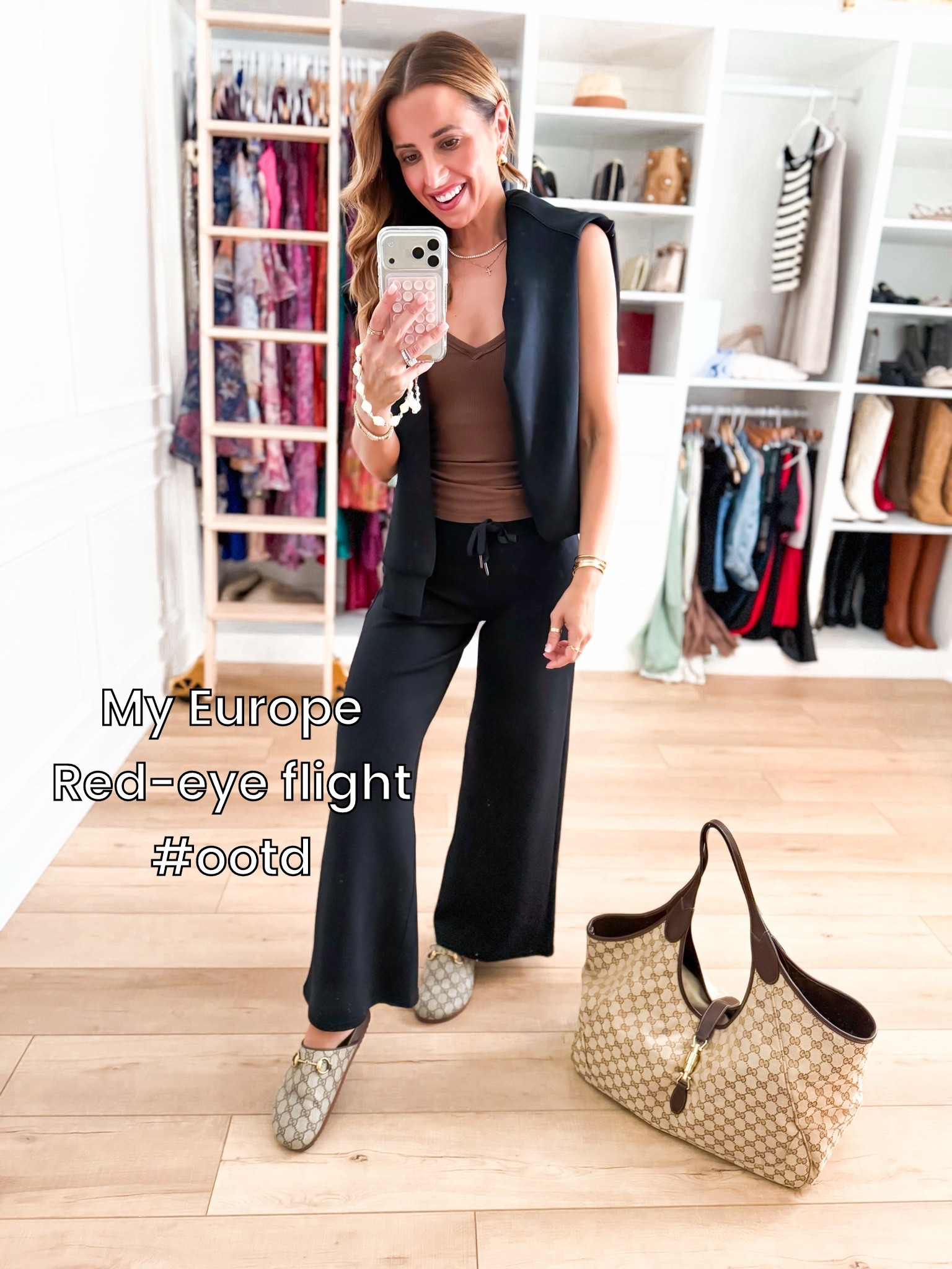 My travel outfit of the day. Code LISAMARIEXSPANX. Airport outfit. What I’m wearing to fly to Iceland. Matching travel set. Matching pant set. Red eye flight outfit. XS petite in pants and XS in half zip. Beis luggage set with covers. Quilted travel tote. Gucci mercato bag in large. 

#LTKootd #LTKgrwm #LTKTravel