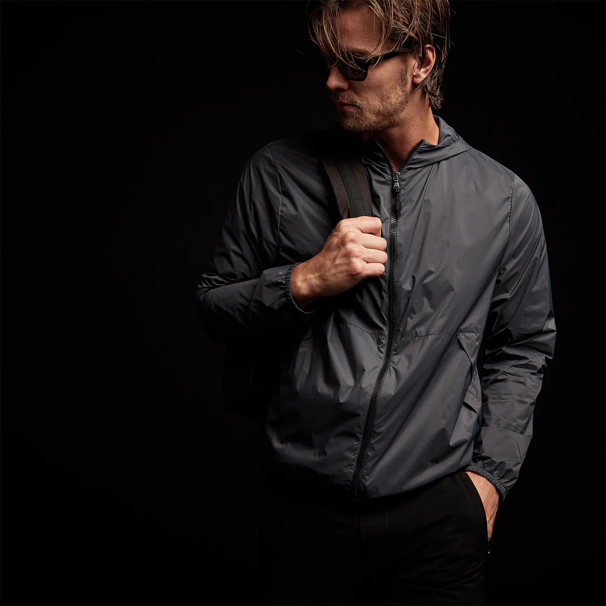 Lightweight Hooded Windbreaker - Carbon | James Perse Los Angeles | James Perse (US)