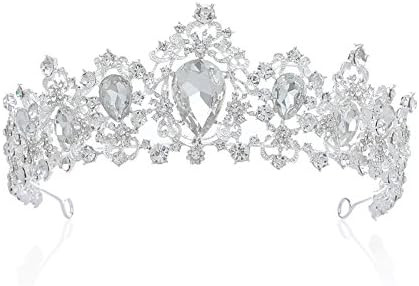 SWEETV Royal CZ Crystal Tiara for Women, Wedding Crown Princess Headpieces Birthday Bridal Hair A... | Amazon (US)