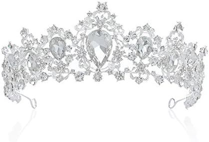 SWEETV Royal CZ Crystal Tiara for Women, Wedding Crown Princess Headpieces Birthday Bridal Hair A... | Amazon (US)