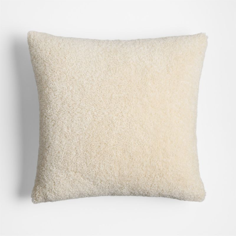 Faux Shearling 20x20 Travertine Beige Throw Pillow with Feather Insert + Reviews | Crate & Barrel | Crate & Barrel