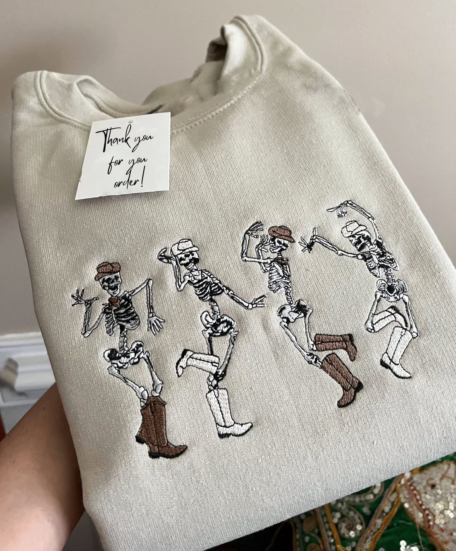 Cowboy Skeletons Sweatshirt Embroidered Dainty Dancing - Etsy | Etsy (US)