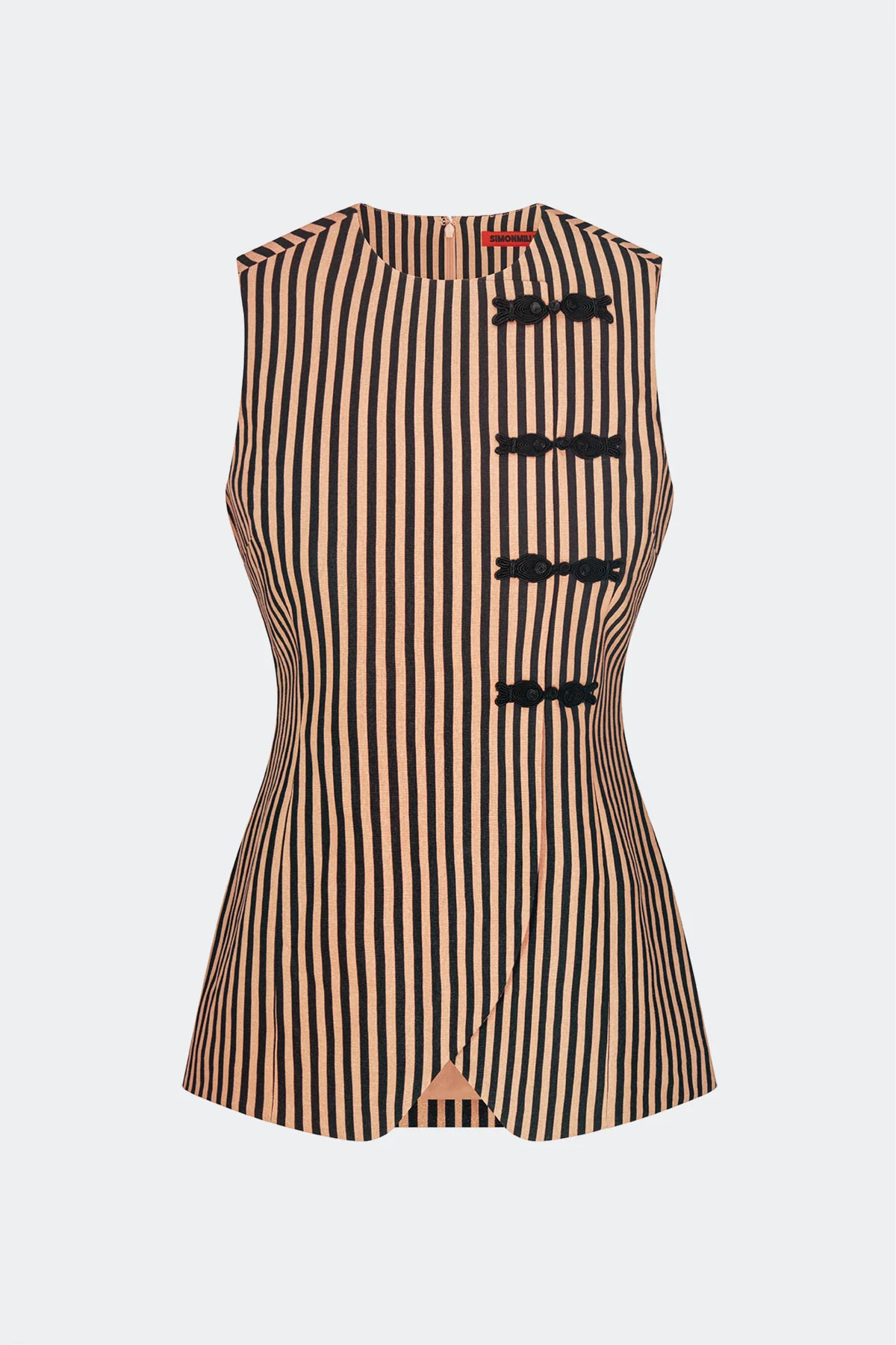 Mavis Linen Top In Black/Tan Stripe | Simon Miller