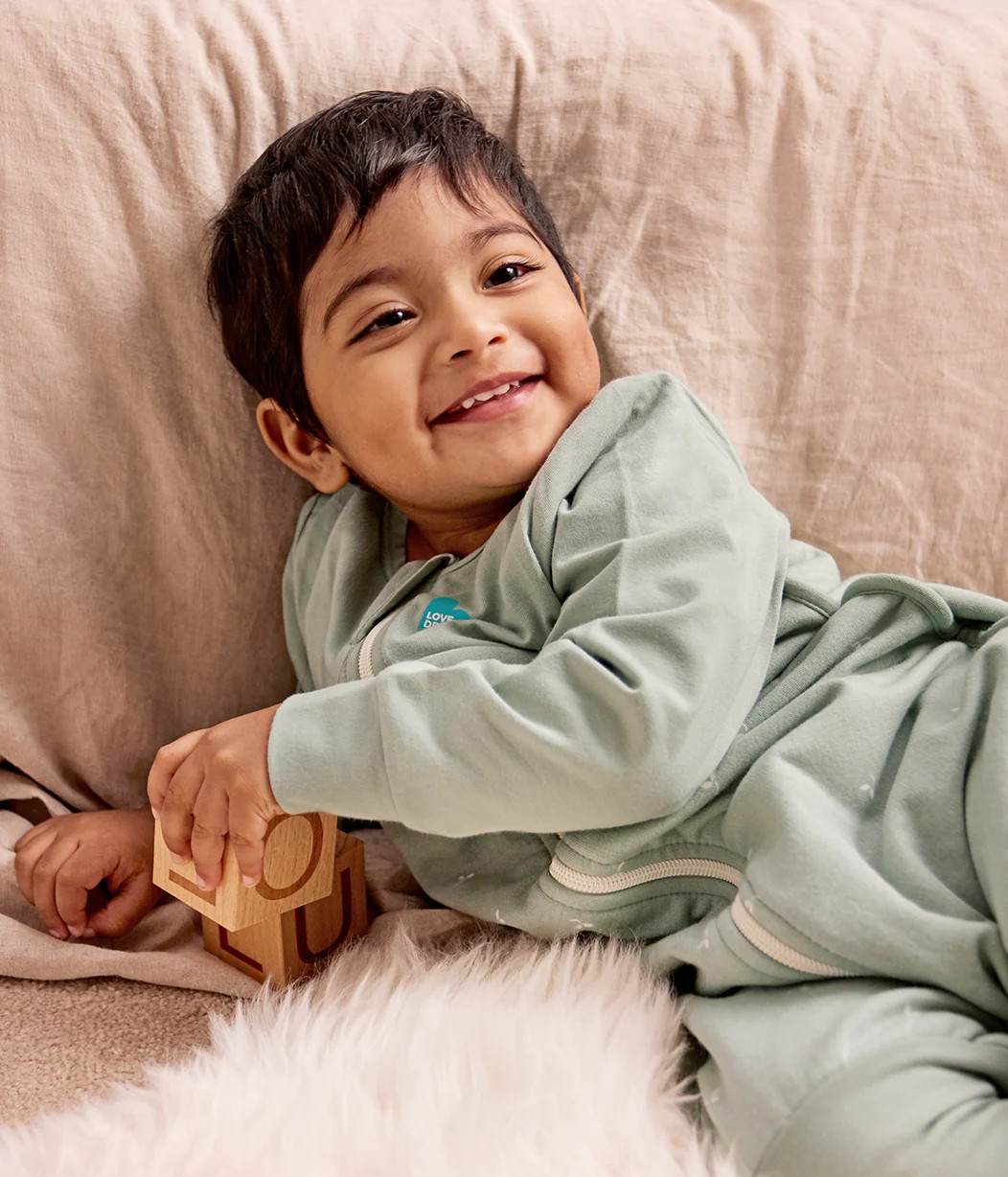 Sleep Suit Long Sleeve 1.5 TOG Cotton Olive Twigs | Love to Dream UK