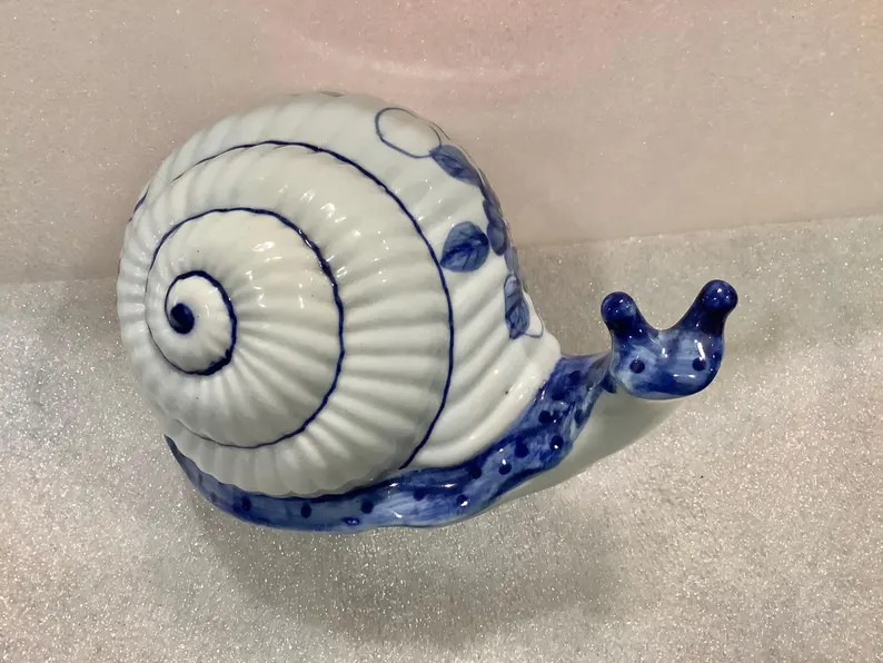 Vintage Ceramic Snail Piggy Bank Andrea by Sadek Blue & White - Etsy UK | Etsy (US)