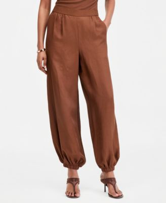 I.n.c. International Concepts Women's Linen-Blend Pull-On Bubble Pants, Macy's Exclusive - Soft Cream | Macy's