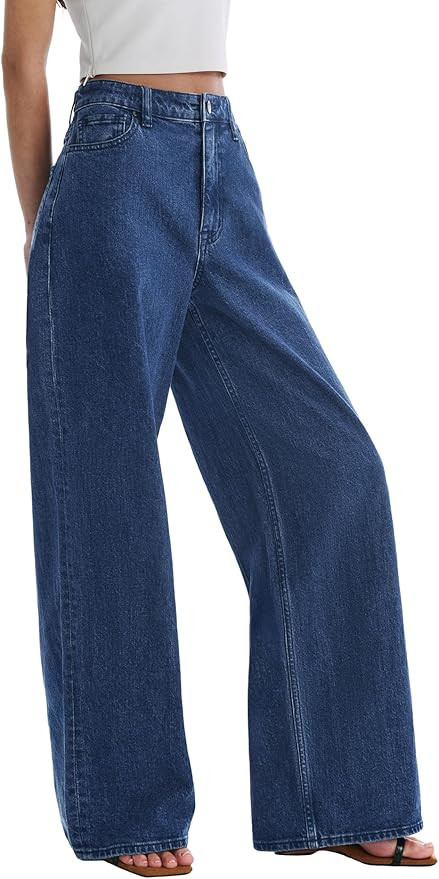 Women's Adjustable Wasit Wide Leg Jeans Baggy High Waisted Jeans Y2K Casual Trendy Denim Pants | Amazon (US)