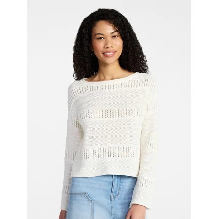 No Boundaries Boat Neck Pullover Sweater, Midweight, Women's XXS-XXL | Walmart (US)