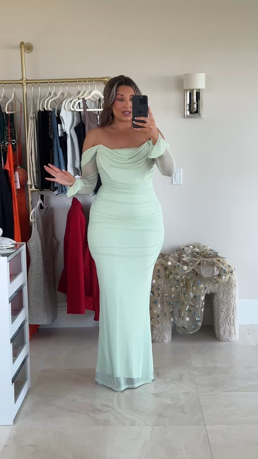 The prettiest spring wedding guest dress that covers the arms. I’m wearing a size medium for reference and it’s super stretchy.

#LTKootd #LTKWedding #LTKSpringSale