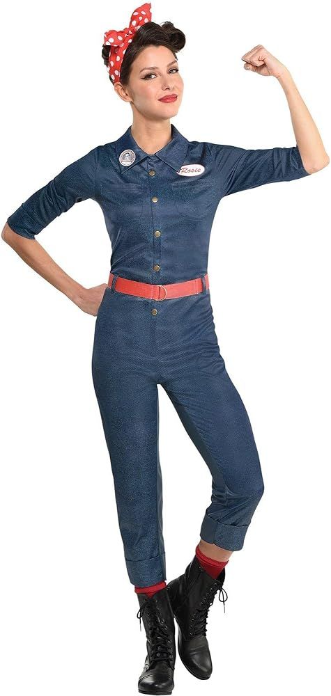 Party City Rosie The Riveter Halloween Costume for Women Includes Jumpsuit, Belt, and Scarf | Amazon (US)