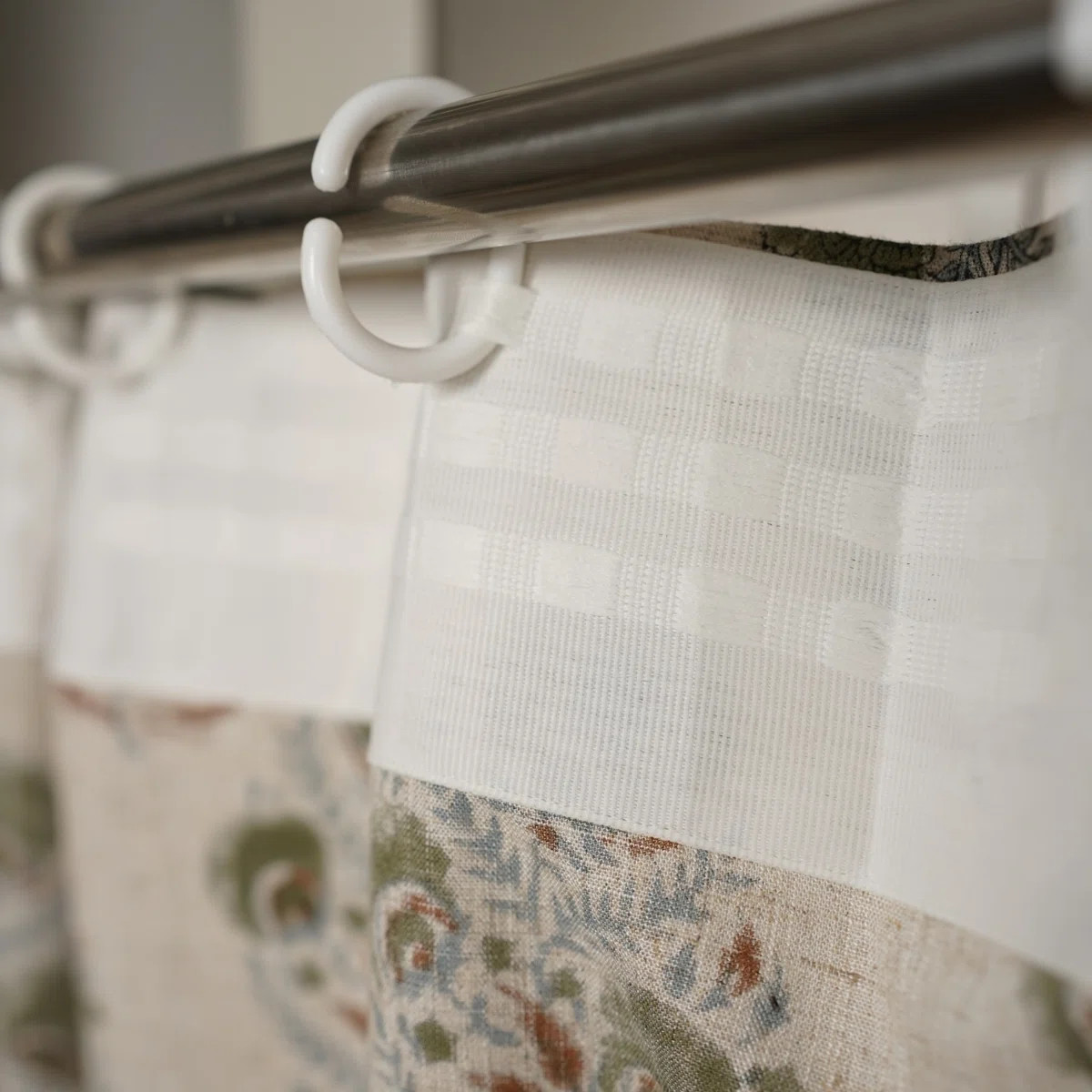 Artistic Block Print Linen Curtain Nature-Inspired, Mohini, Green | Wayfair North America