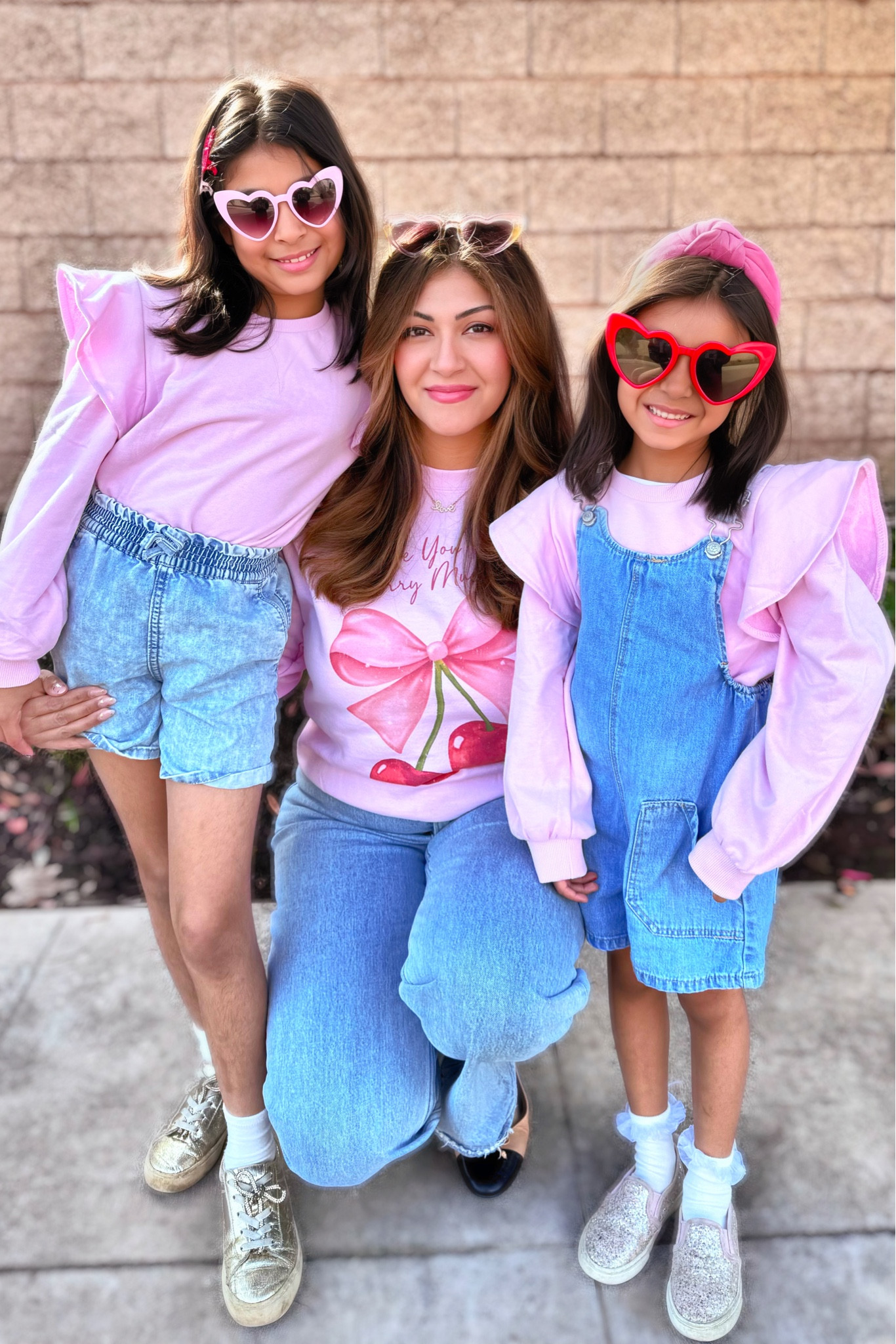 Love you Cherry much 🍒! The girls and I are wearing mommy and me matching outfits for spring! 

Family matching outfits / spring outfits for girls / spring outfits / weekend outfit / H&M outfit / denim / toddler outfit / Valentine’s Day outfit / Mother’s Day outfit / high waisted denim shorts / overall pinafore / Abercrombie and fitch / heart sunglasses / spring school outfits / teacher’s outfits /spring Amazon outfit 

#LTKfamily #LTKkids #LTKSeasonal