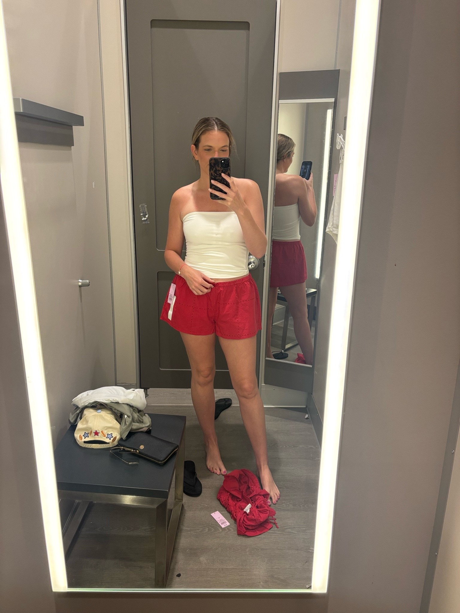 Target white tube top - feels like butter!! It’s so soft - I got a M. Red shorts run big. I didn’t get the shorts but I linked them.

#LTKdayinmylife #LTKgrwm #LTKootd