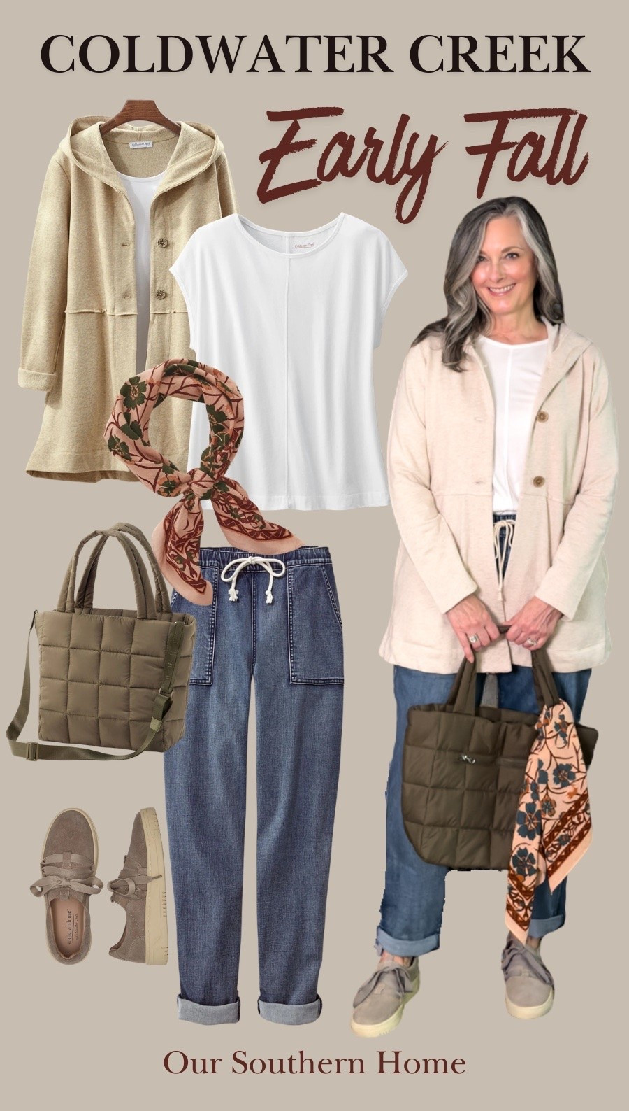 Meet your new look from @Coldwater Creek to wear now into fall! Cozy light denim paired with soft tee and light fleece jacket and a slip on suede sneaker. The crossbody bag and neckerchief complete the look!

#LTKSeasonal #LTKOver40 #LTKootd