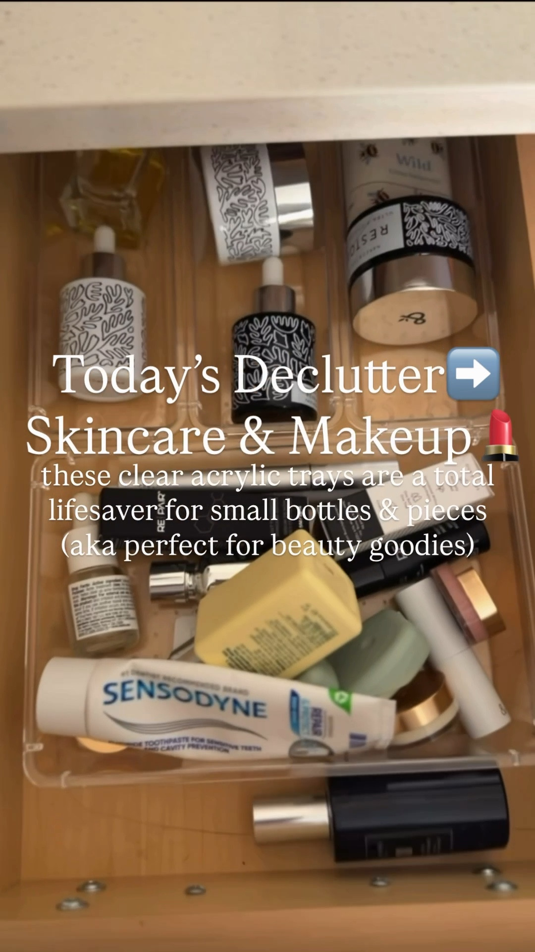 Today’s declutter: makeup + skincare 💄🧴 Cleaned, sorted, and organized everything!

Daily favorites front & center, less-used tucked in the back ✔️
These clear plastic trays are a total lifesaver for small bottles & pieces—perfect for beauty goodies 🤍

Linking them for you! 

#LTKHome #LTKOver40 #LTKgrwm
