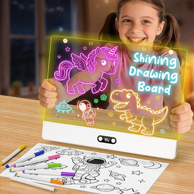 High Grade Led Drawing Board for Kids with 8 Light Effects, 16" Rechargeable Wireless Dry Erase G... | Amazon (US)