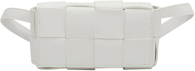 Mini Fanny Pack with Adjustable Strap Crossbody Shoulder Bag for Women, PU Leather Woven Belt Bag... | Amazon (US)