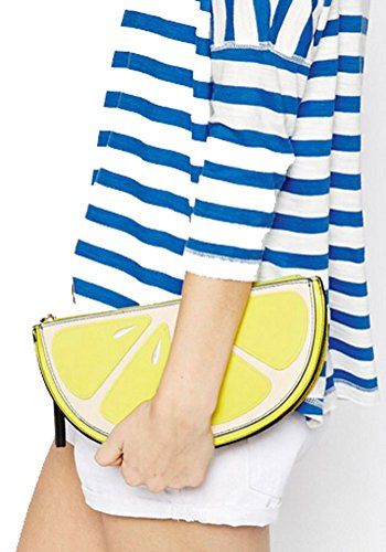 Buenocn 2015 Summer Lemon Fruit Pattern Women Pu Leather Clutch Purse Hobo Bag Shy729 | Amazon (US)
