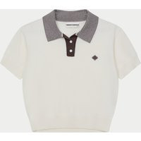 Knitted Collar Polo Top - Cream | The Couture Club