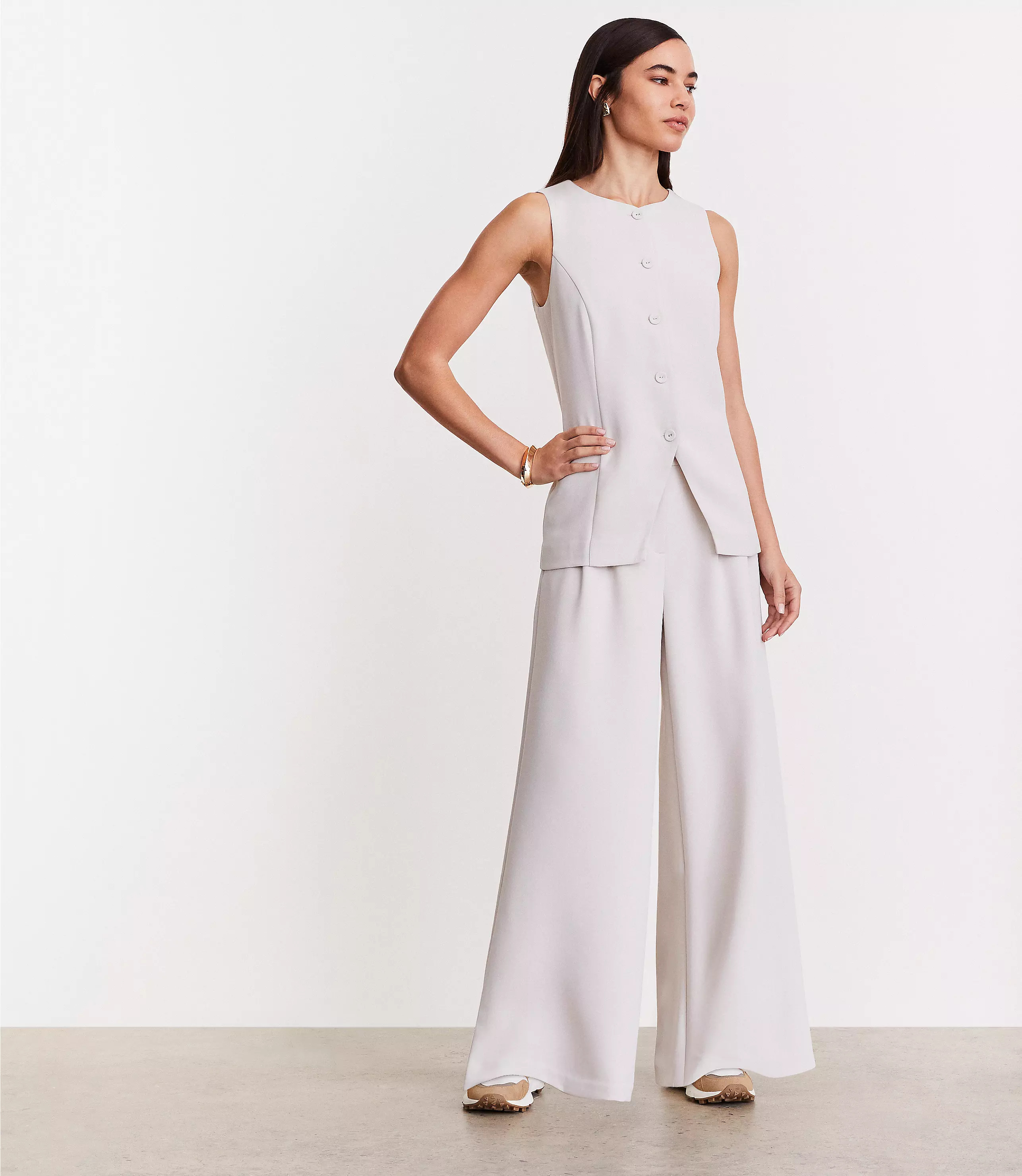 LOFT Versa Crepe Drape High Neck Vest | LOFT