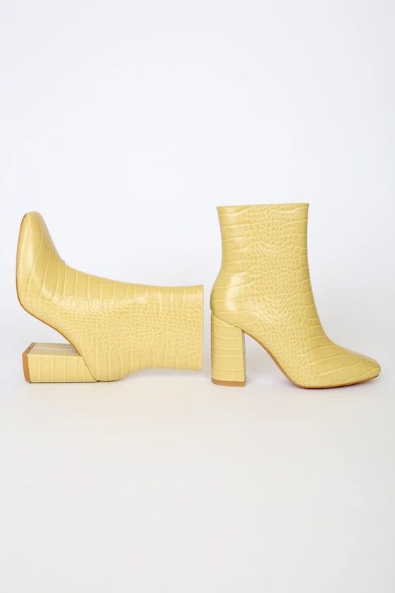 My Generation Nectar Crocodile High Heel Mid-Calf Boots | Lulus (US)