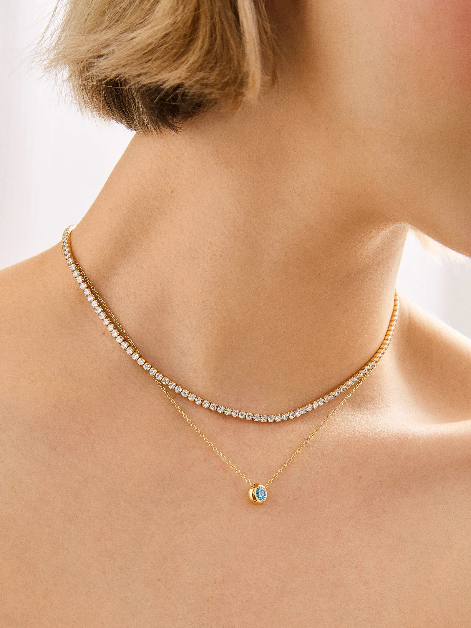 18K Gold Birthstone Pendant Necklace - Aquamarine | BaubleBar (US)