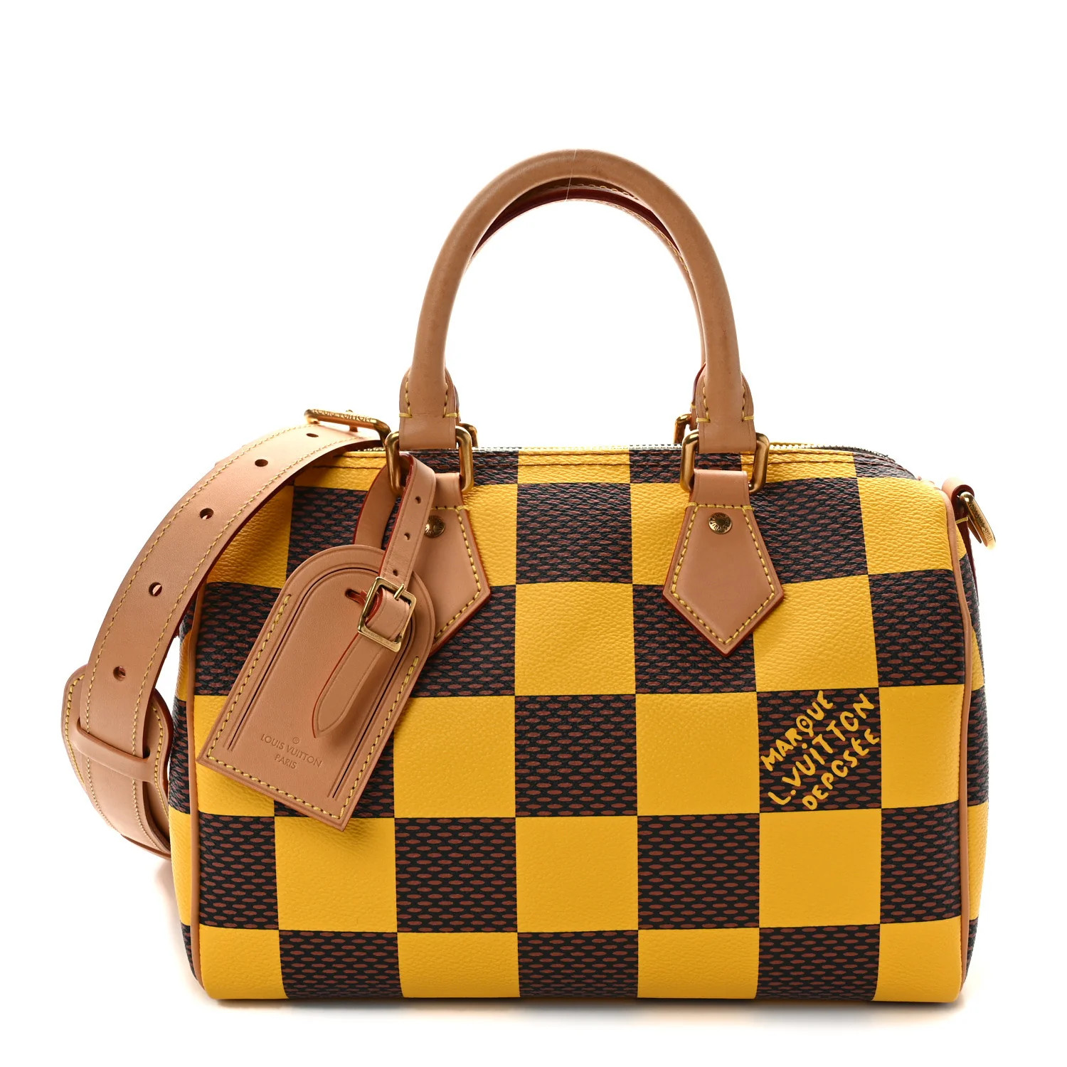 LOUIS VUITTON Damier Pop Speedy Bandouliere 25 Jaune Mat | FASHIONPHILE (US)