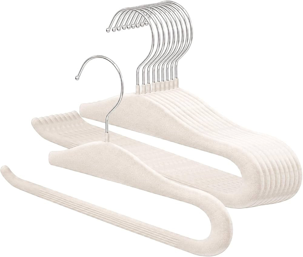 Velvet Pants Hangers,10 Pack Non Slip Space Saving Clothes Hanger, Heavy Duty Pants Hangers for C... | Amazon (US)