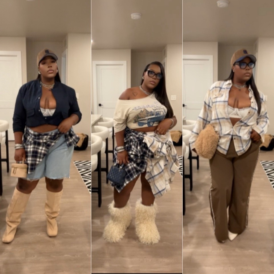 Look #1 : Shorts Size 16- Fashion Nova 🔎“The Crossover Baggy Denim Shorts” 
Look #3 : Trackpants - Fashion Nova 🔍 “Cindy Windbreaker Track Pants “
Hat: Lids
Glasse: @lorvae

#LTKFallSale 

#LTKStyleTip #LTKPlusSize