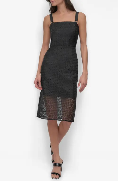 DKNY Eyelet Organza Dress in Black at Nordstrom, Size 0 | Nordstrom