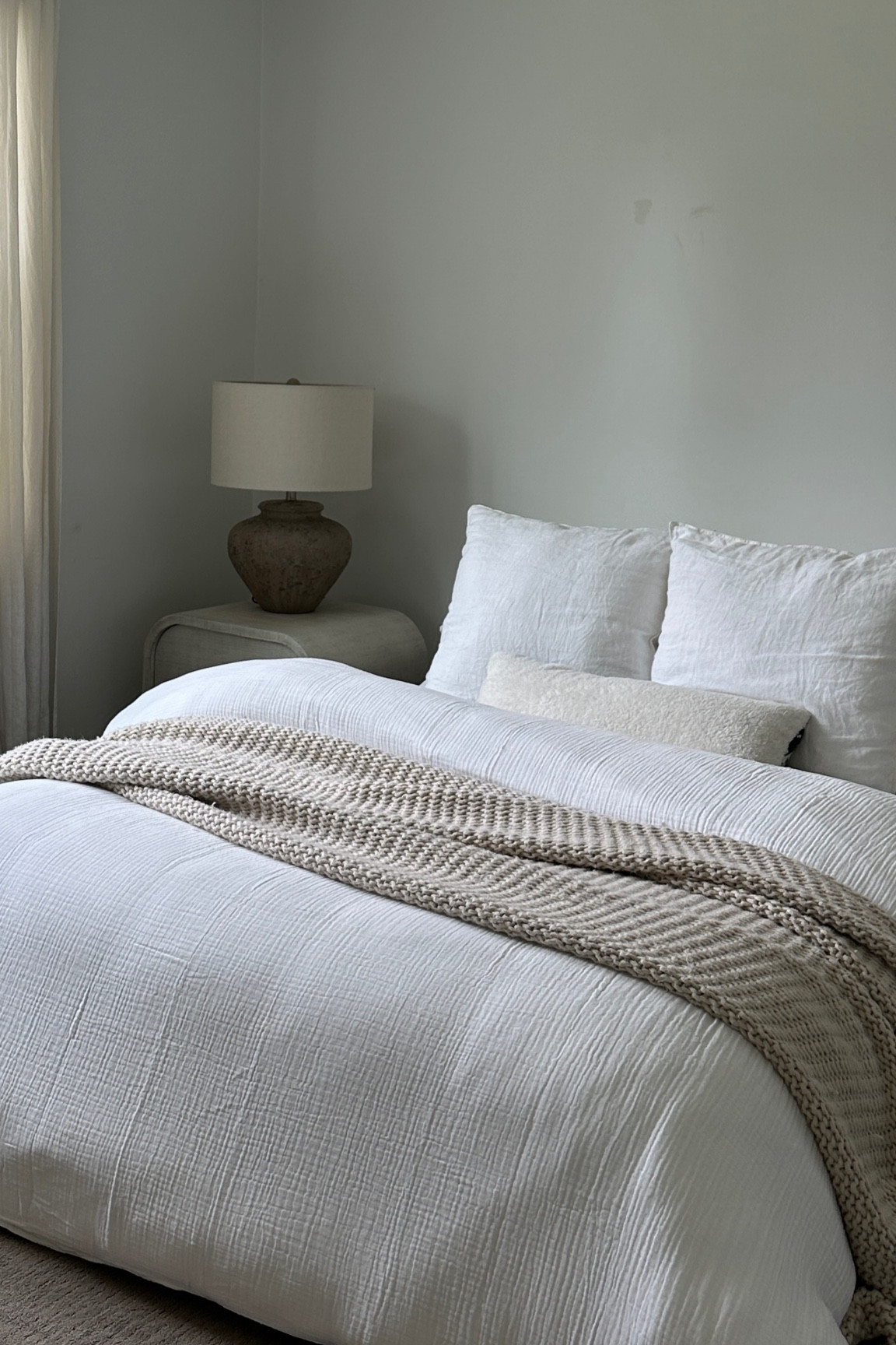 To get a fluffy cloud looking bed- size up in the duvet inserts. Example: if you have a queen size duvet cover, get a king size insert. 
For my bed I got 2 duvet inserts in a size king and a queen duvet cover. 


#LTKFindsUnder100 #LTKHome