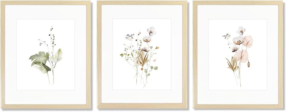 Botanical Wall Art Framed, Farmhouse Plant Wall Decor Prints Watercolor Floral Botanical Pictures... | Amazon (US)