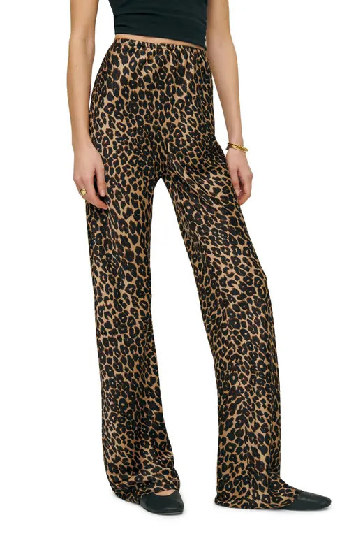 Reformation Gale High Waist Satin Pants in Leo at Nordstrom, Size Large | Nordstrom