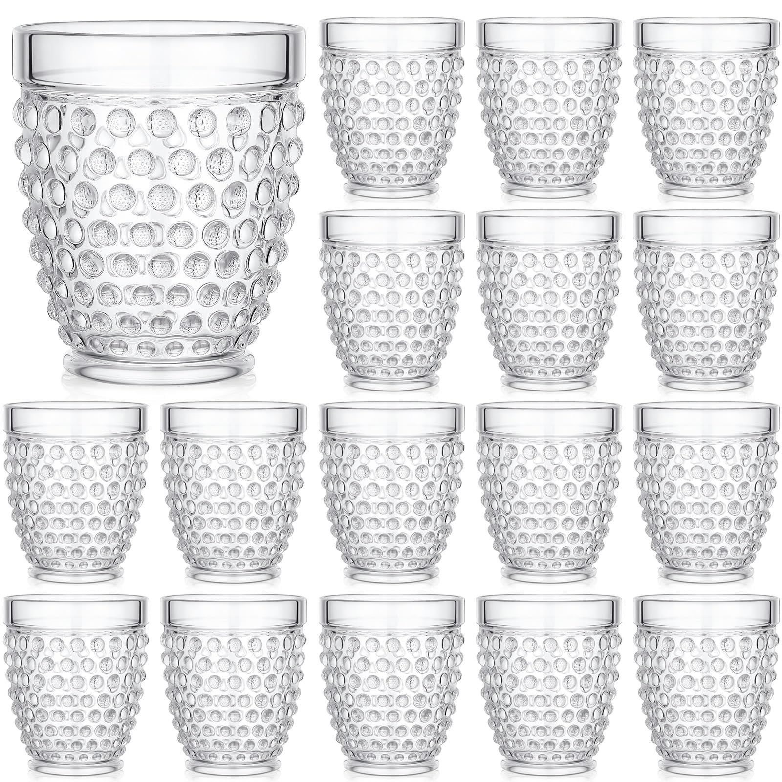 Tanlade 16 Pcs Hobnail Drinking Glasses Vintage Drinkware Acrylic Wine Glasses Old Fashioned Plas... | Amazon (US)