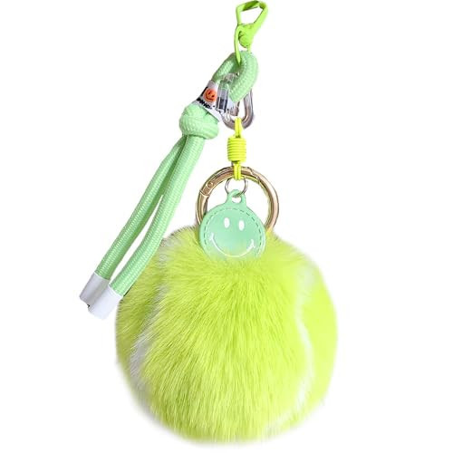 Tennis Ball Keychain - Fuzzy Pom Pom Key Ring, Plush Sports Accessory for Bags and Backpacks, Fun Gift for Women Men (Green) | Amazon (US)