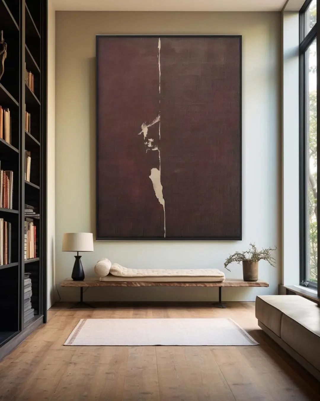 Burgundy Wall Art, Dark Abstract Painting, Minimalist Wall Decor, Wabi Sabi Wall Art, Burgundy & ... | Etsy (US)